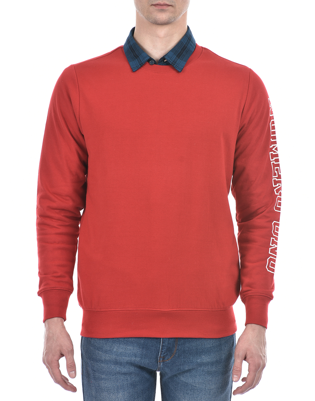 Numero Uno Men Typography Red Sweat Shirt